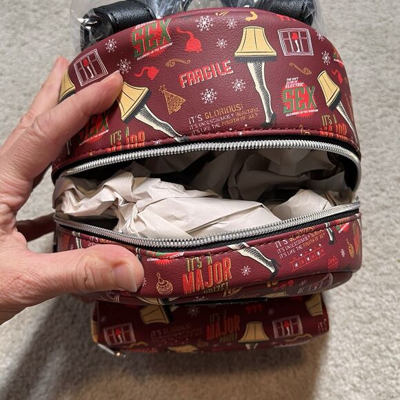 NEW A Christmas Story Leg Lamp Mini Backpack Loungefly Red Holiday Christmas Tag - Picture 10 of 12